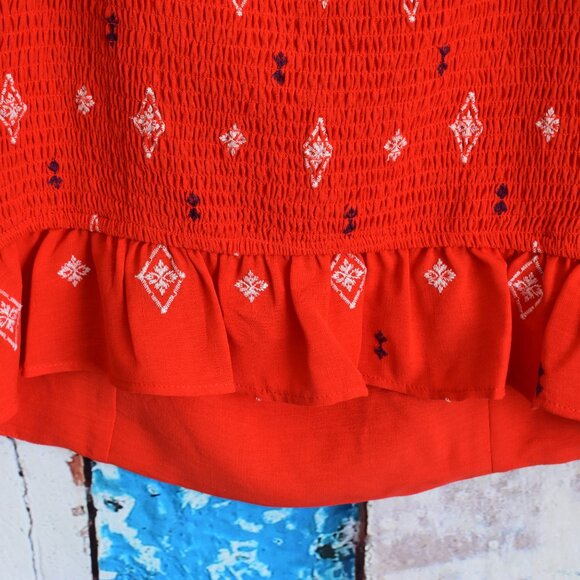 Women's Sofia Jeans Plus Double Ruffle Embroidered Top XXLARGE Red Alert NEW - Picture 10 of 11